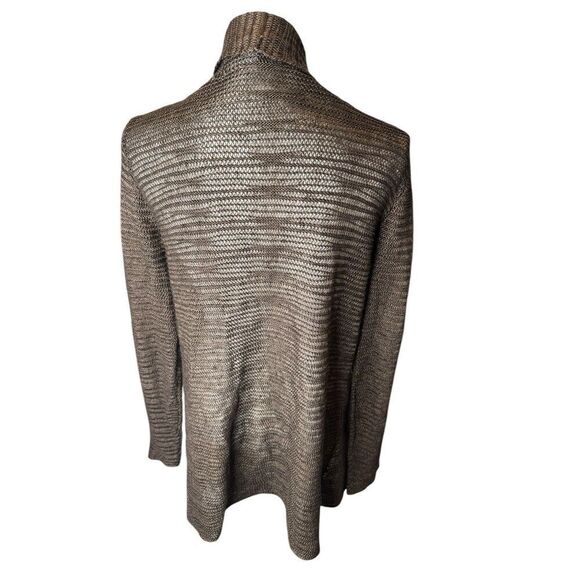 Eileen Fisher Brown Linen Silk Open Knit Cardigan Sweater Womens Sz L Beachy - Picture 3 of 5